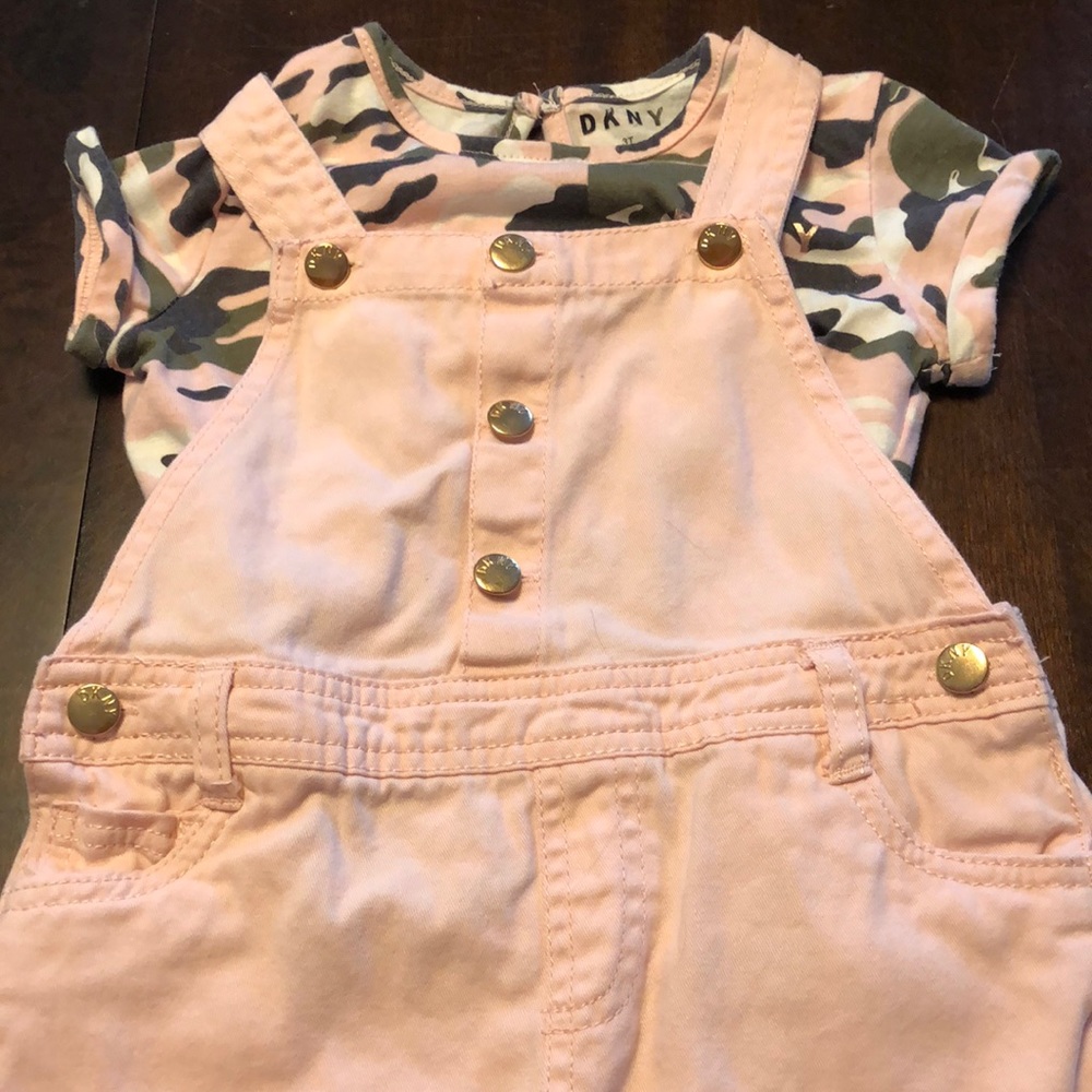 DKNY overall dress and tshirt